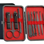 Manicure Set Pedicure Kit Professional 19 Pcs Nail Clipper for Men & Women Stainless Steel Sharp Cutter Grooming Nose Hair Scissors…Black Fingernails & Toenails with Portable Case (Wine red_19 pieces)